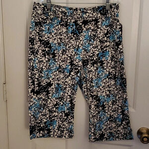 Ann Taylor Women’s Capri Pants, Slight Stretch, Turquoise, Black & White Sz 6
